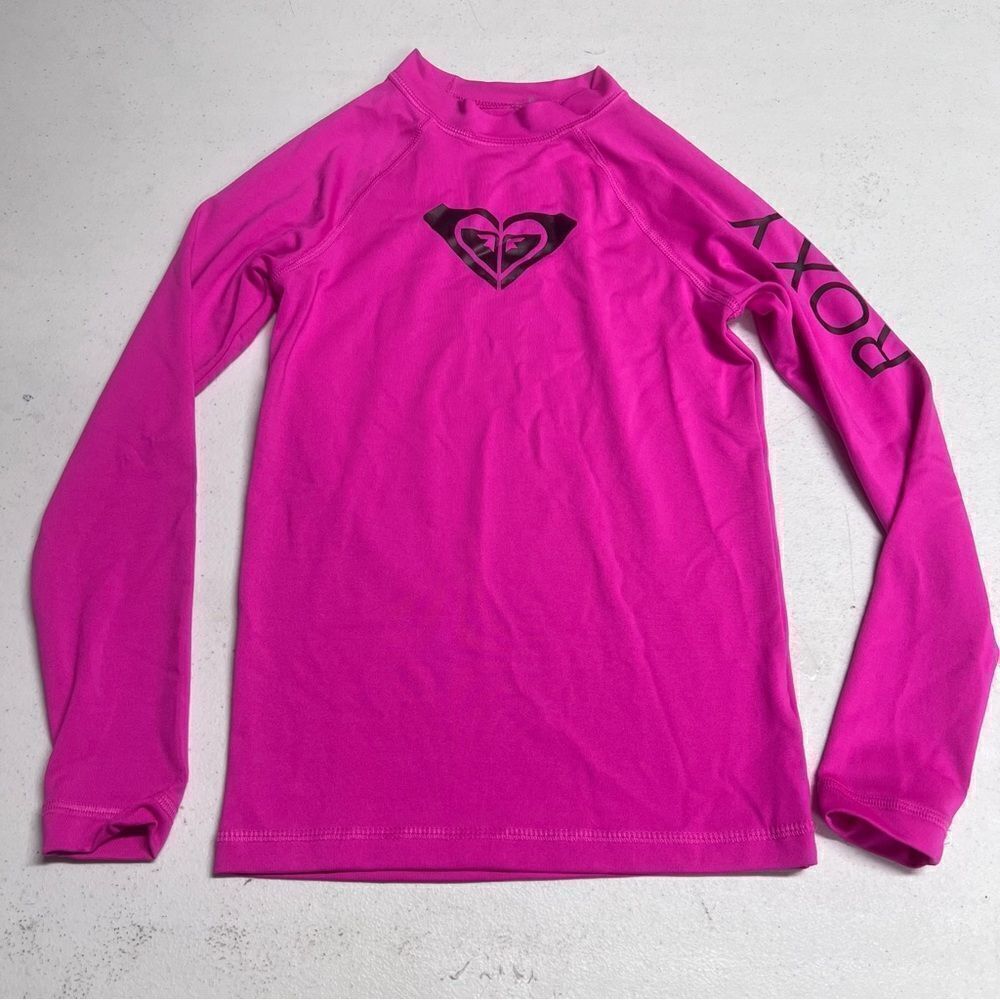 Roxy Kids Pink Swim Rashguard Shirt size small hot pink